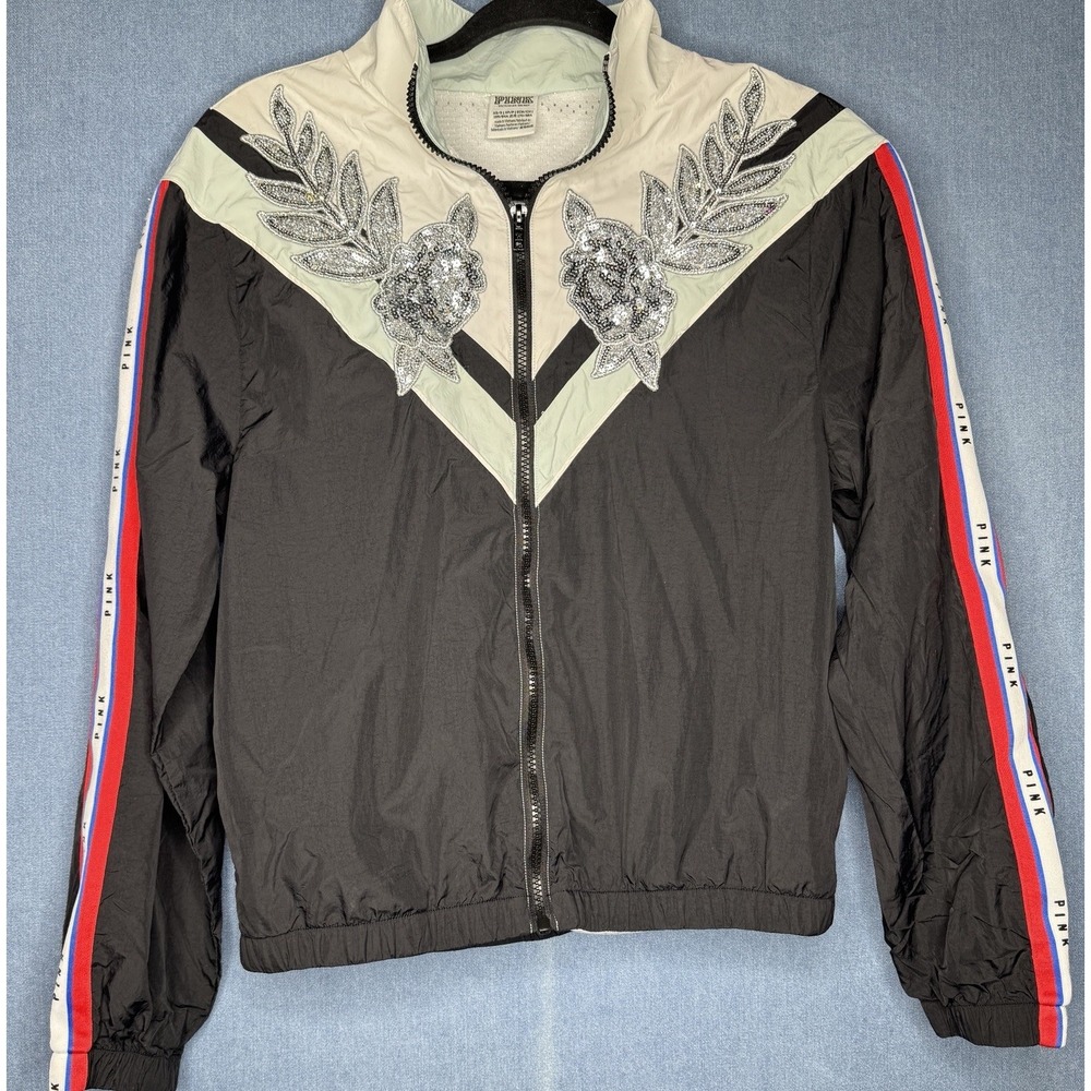 Victorias Secret PINK Glam Bling Sequin Y2K Jacket Windbreaker Streetwear XS/S